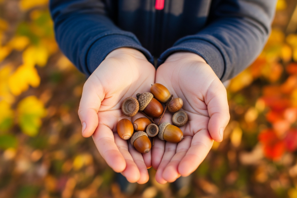 手のひらいっぱいのドングリ